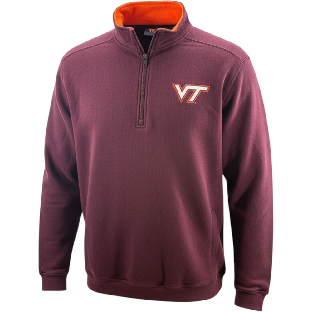 Colosseum Virginia Tech Hokies Mens XL Quarter Zip Pullover Maroon NEW